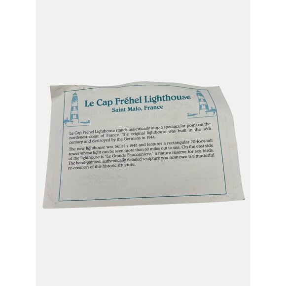 Danbury Mint "Le Cap Fréhel Lighthouse" Saint Malo France Historic Lighthouses - Picture 7 of 7